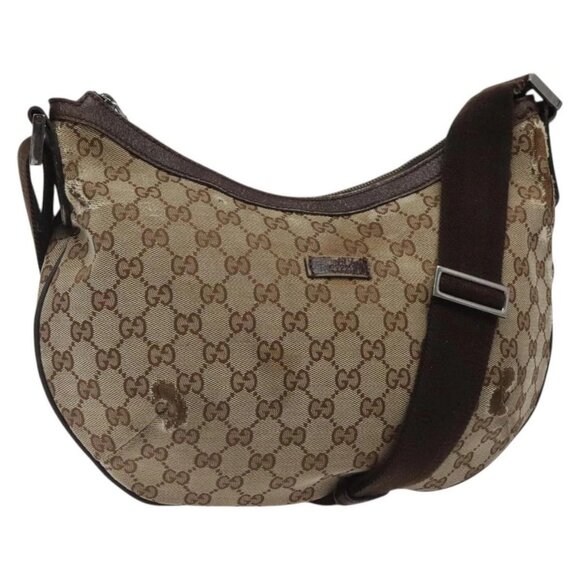 GUCCI GG Canvas Shoulder Bag Beige Silver 181092 Auth gh139 - Picture 1 of 16